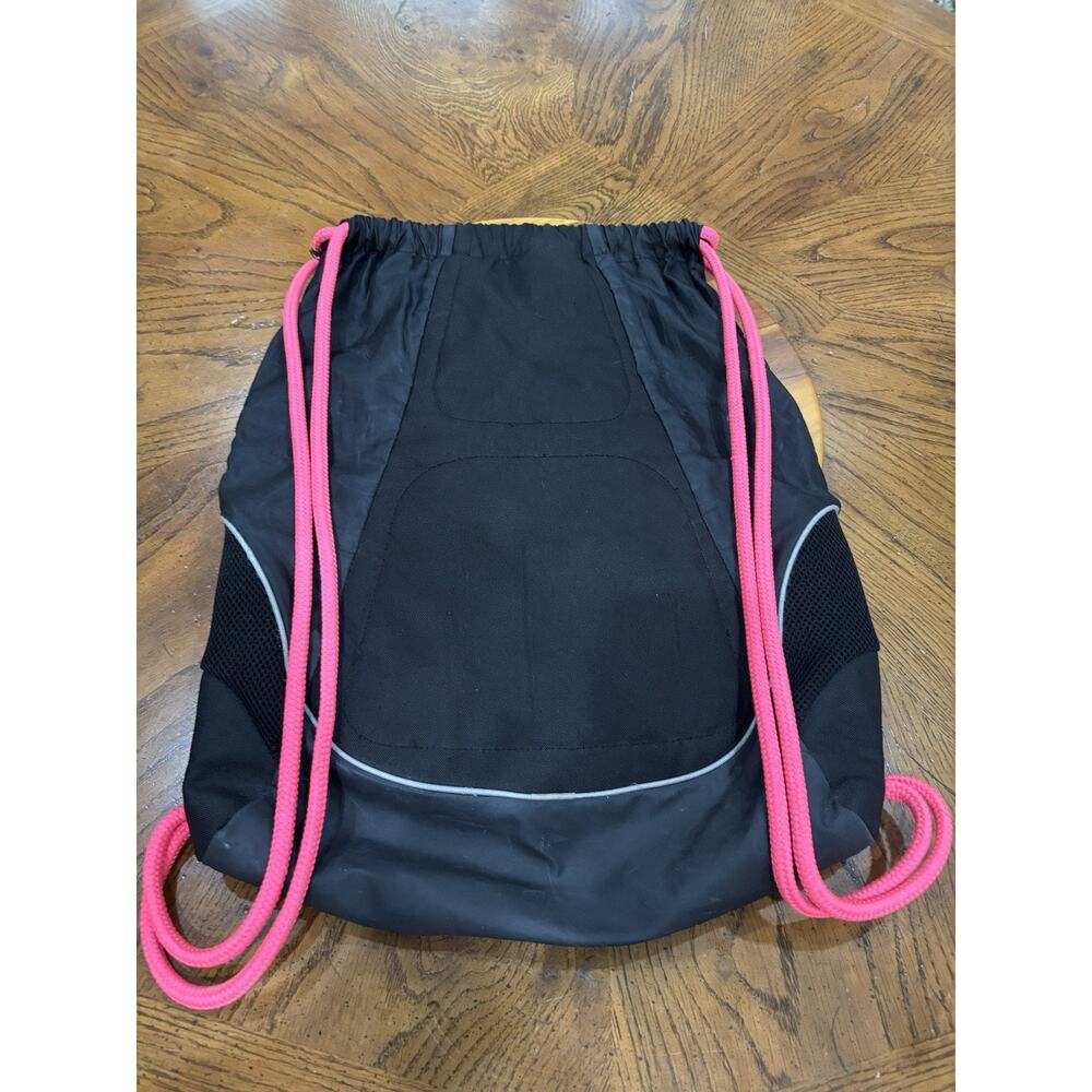 Adidas Black/Hot Pink Drawstring Gym Sack Backpack 15L 3 Pockets Zip Sporty - Picture 11 of 16
